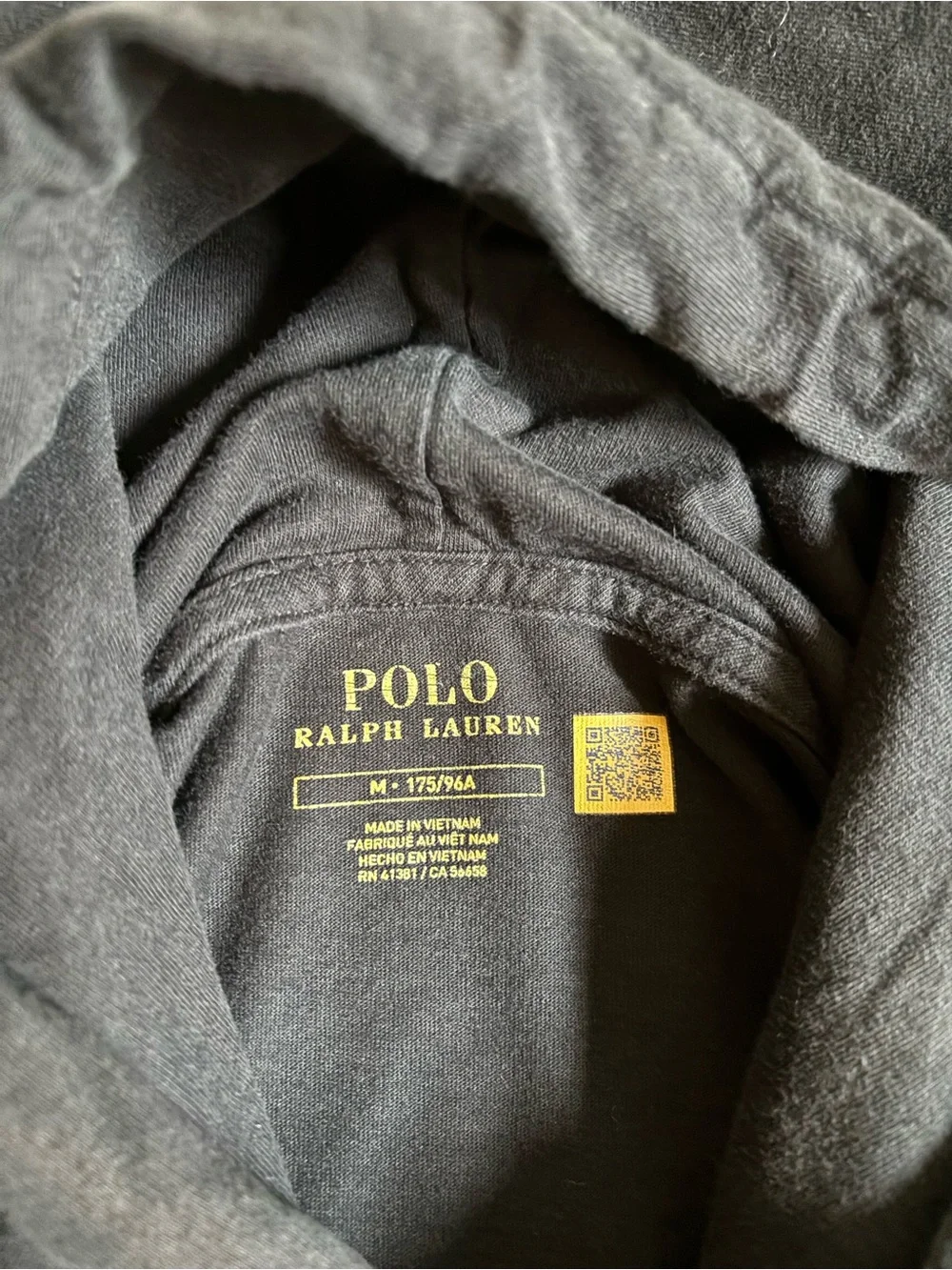 Polo by Ralph Lauren Black Hooded Long-Sleeve Shirt with Red Pony Logo